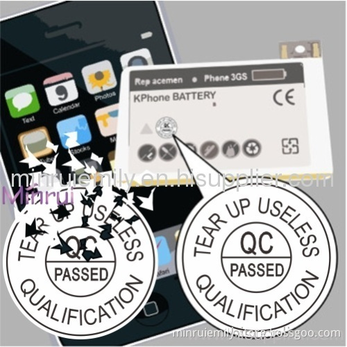 Tear Up Useless Qa&qc Pass Labels,tamper Evident Battery Labels